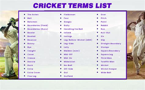 A glossary of cricket terms .